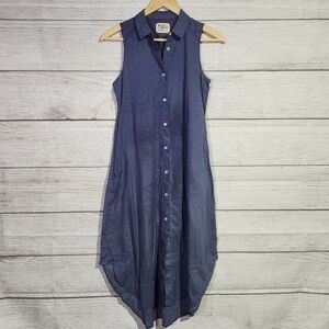 Holding Horses by Anthropologie Sleeveless Blue Polka Dot Dress, Size 0P